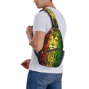 RIMENCH rasta rastafarian reggae earphone lion Sling Backpack Bag For Women Men Chest Bag Daypack Crossbody Backpack For Travel Sports Running Hiking