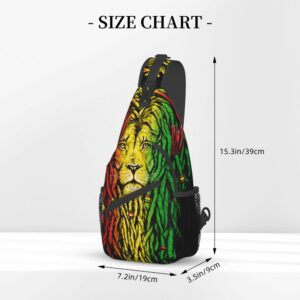 RIMENCH rasta rastafarian reggae earphone lion Sling Backpack Bag For Women Men Chest Bag Daypack Crossbody Backpack For Travel Sports Running Hiking