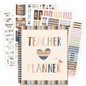 boho teacher planner rainbow teacher plan book school year planner with lesson plans colorful stickers new undated teacher lesson planner for classroom or homeschool 9''x11'' (color, 135 pages)