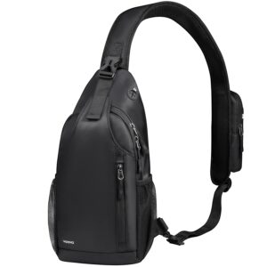 voova crossbody sling backpack sling bag for men, travel hiking chest bag daypack, small over the shoulder backpack, black