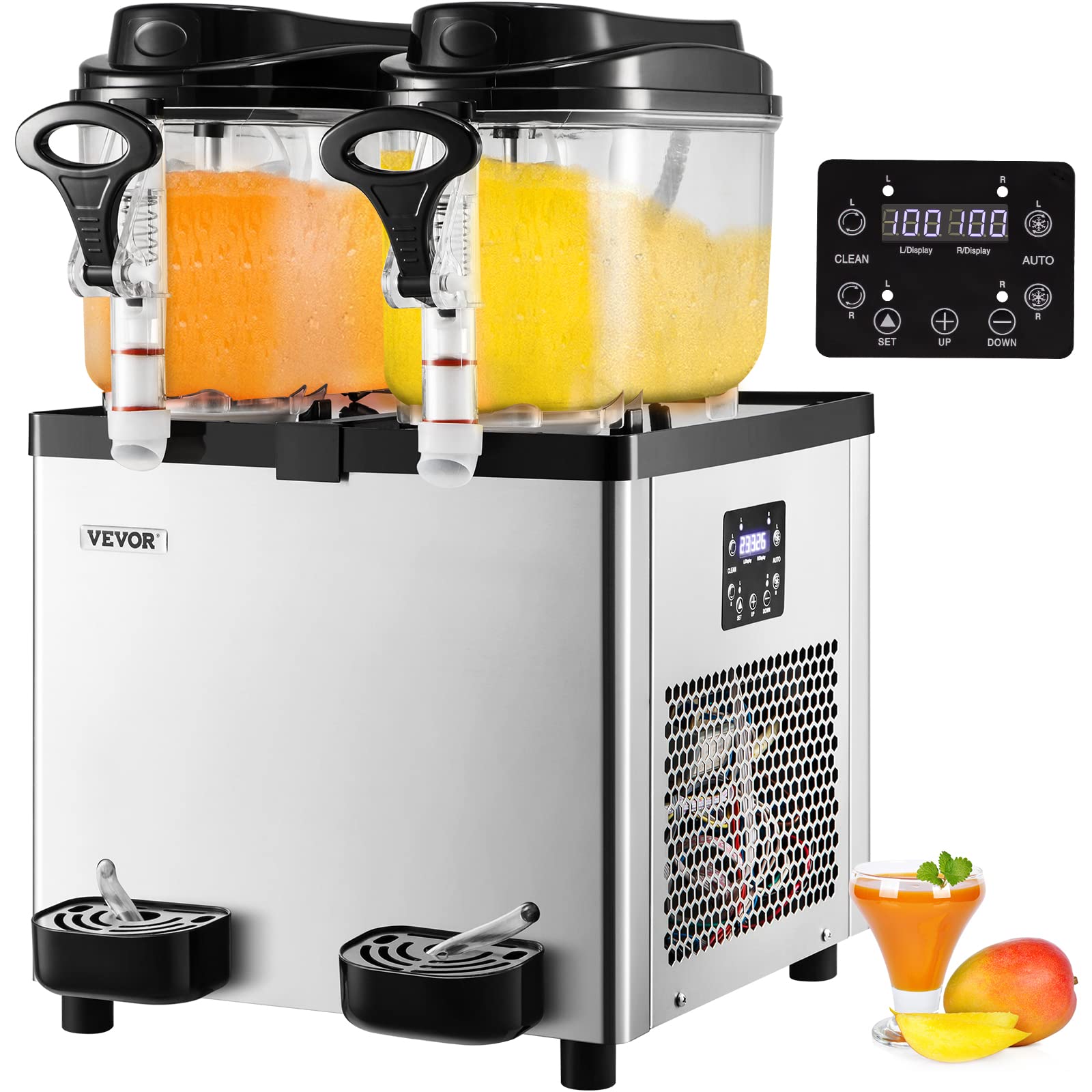 VEVOR Commercial Slushy Machine, 6 L x 2 Tanks 50 Cups Margarita Machine, 700W 110V Stainless Steel Smoothie Frozen Drink Maker, Perfect for Supermarkets Cafes Restaurants Bars and Home Use, Silver