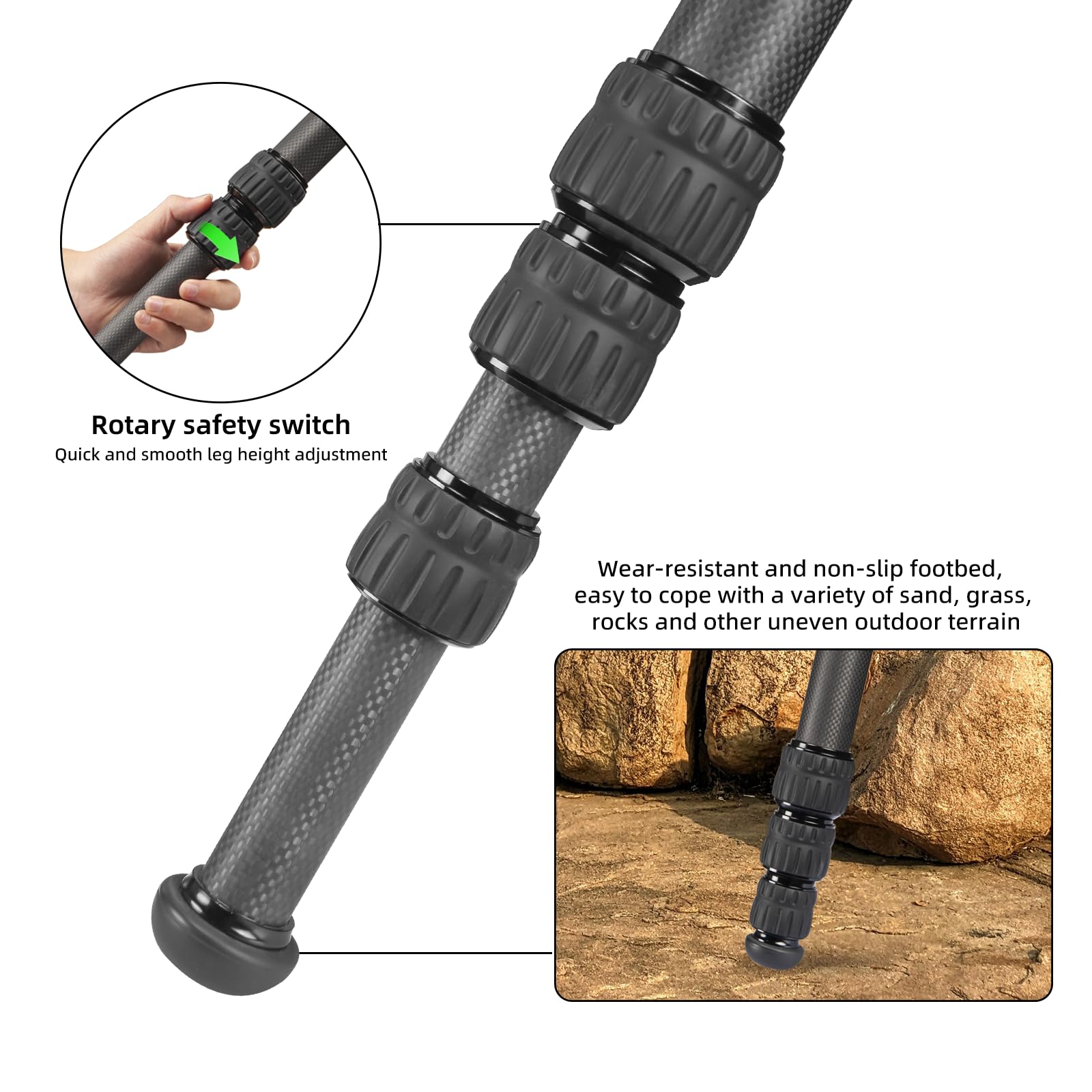 FANAUE Shooting Tripods for Rifles with Durable Aluminum and Carbon Fiber Frame, Iightweight, Stable Design,Quick Release Arca-Swiss Mounting System and Hands-Free Operation for Hunting and Outdoors