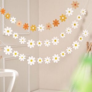daisy boho banner party decorations,3 packs groovy party white daisy and colorful daisy flower banners,spring flower garland daisy paper cutouts for indoor outdoor girls shower birthday party supplies