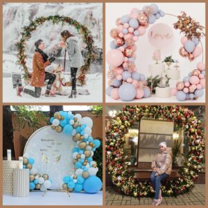 6.6FT Balloon Arch Stand Metal Round Backdrop Stand with Thickened Water Bags 50pcs Balloon Clip Storage Bag Circle Balloon Arch Frame Wedding Arches for Ceremony Birthday Party Baby Shower Decoration