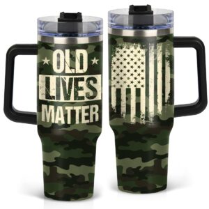 limima gifts for old men, old lives matter 40 oz tumbler, birthday - retirement - christmas gift for old people, gift for grandpa - him - dad - husband,60th - 70th - 80th - 90th birthday old man gift