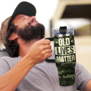 Limima Gifts for Old Men, Old Lives Matter 40 oz Tumbler, Birthday - Retirement - Christmas Gift for Old People, Gift for Grandpa - Him - Dad - Husband,60th - 70th - 80th - 90th Birthday Old Man Gift