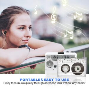 Auto Reverse ＆Clear Stereo Cassette Player,Built-in Cool Copper Wheel Movement＆Earphone,Cassette Tape to MP3 Converter with Tape Converter Software,Powered by USB Power Cord or AA Battery