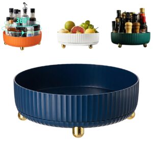 fetnhu 2023 newest rotating storage rack - 360° spinning lazy susan spice storage turntable organizer for cabinet, round spice rack makeup organizers for kitchen (blue,s(8.66 * 8.66 * 2.95in))