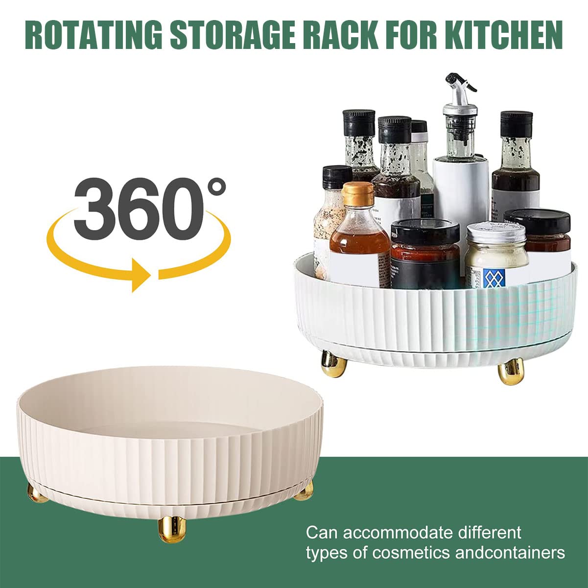 FETNHU 2023 Newest Rotating Storage Rack - 360° Spinning Lazy Susan Spice Storage Turntable Organizer for Cabinet, Round Spice Rack Makeup Organizers for Kitchen (Blue,S(8.66 * 8.66 * 2.95in))