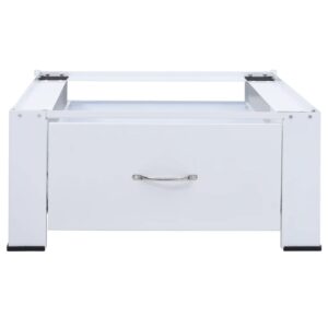 Gecheer Washing Machine Laundry Pedestal with Drawer White 27.2" x 27.2" x 12.8" Metal Steel Base Universal Washer and Dryer Pedestal 220.5 LBS Load Capacity