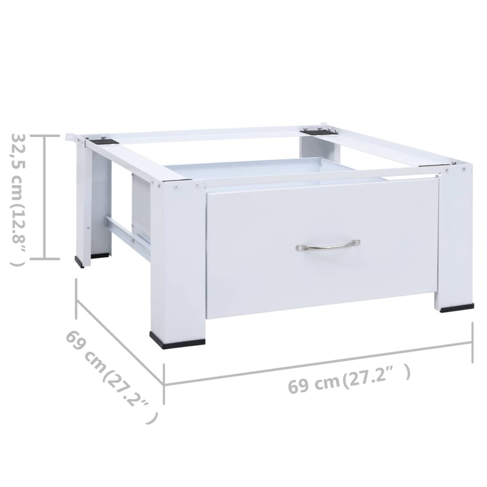 Gecheer Washing Machine Laundry Pedestal with Drawer White 27.2" x 27.2" x 12.8" Metal Steel Base Universal Washer and Dryer Pedestal 220.5 LBS Load Capacity