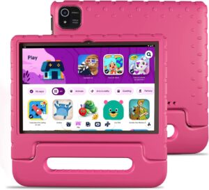 nobklen kids tablet 10 inch with android 13, 4gb ram 64gb storage, parental controls, educational apps, dual camera, wifi 6, 8000mah battery, kid-proof case