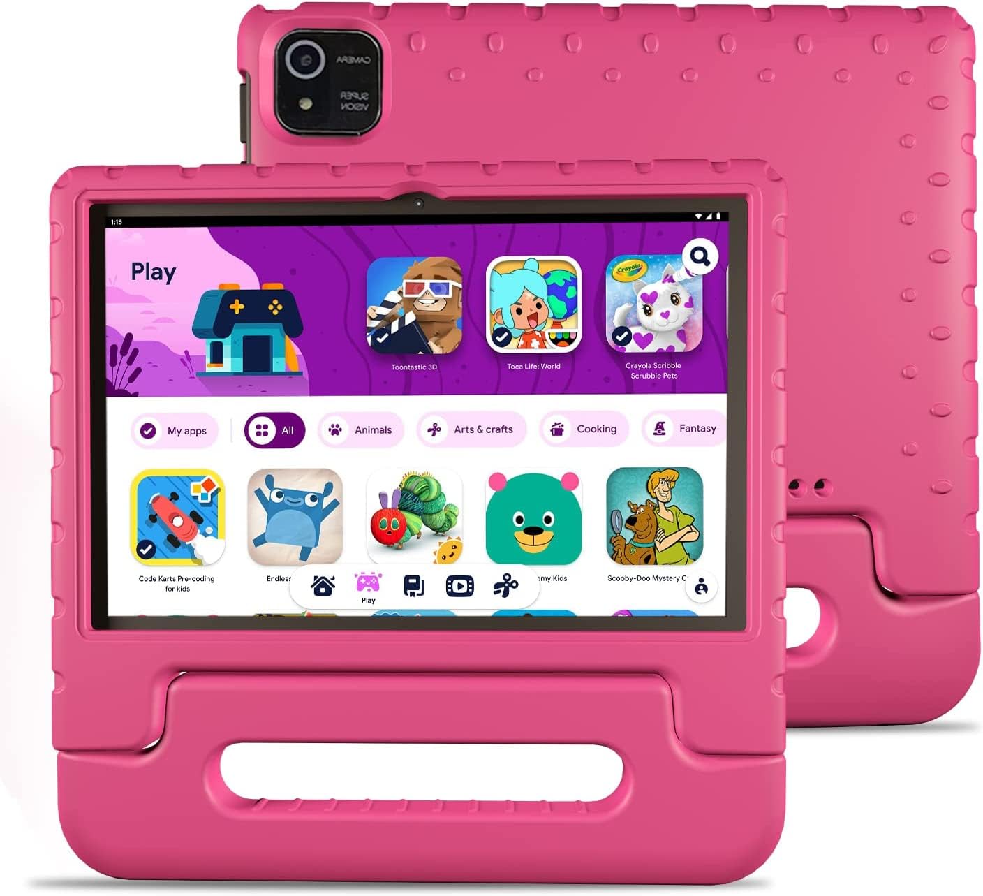 NOBKLEN Kids Tablet 10 Inch with Android 13, 4GB RAM 64GB Storage, Parental Controls, Educational Apps, Dual Camera, WiFi 6, 8000mAh Battery, Kid-Proof Case