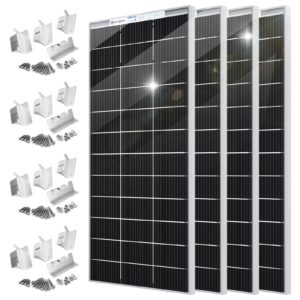 eco-worthy 800w 3.2kwh monocrystalline solar panel kit with 4pcs 195w solar panels + 4pcs z brackets for rv boat homes roof and other off-grid applications