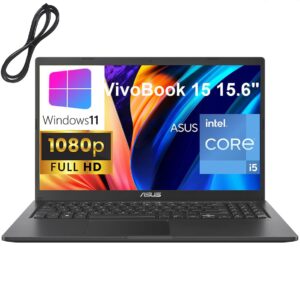 asus vivobook 15 15.6" fhd laptop computer, intel quad-core i5-1135g7 (beat i7-1065g7), 16gb ddr4 ram, 1tb pcie ssd, 802.11ac wifi, bluetooth, indie black, windows 11 home, broag cable