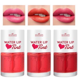 3 colors water lip tint stain set, velvet color lip tint watery lip stain,lip & cheek tint moisturizing mini liquid lipstick, weightless & non-sticky finish long-lasting waterproof lip tint (set a)