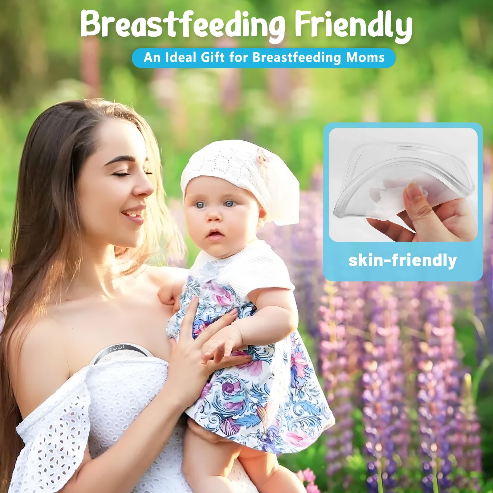 Wearable Breast Pump Hands Free, Electric Breastfeeding Pump with Massage Model& 12 Levels Adjustable Suction, Low Noise Painless Pumps with 19/21/24mm Flanges