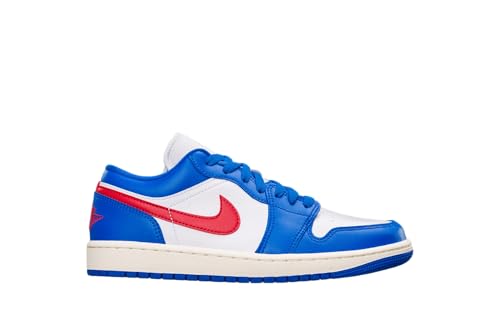 Nike Jordan Women's Air Jordan 1 Low Sneakers (Sport Blue/Grym Red-White-Sail, 8.5)