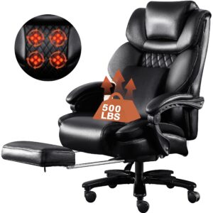 big and tall office chair 500lbs with 3d rolling massage lumbar cushion executive office chair high back reclining office chair with footrest wide seat breathable back support home office desk chairs