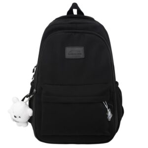 dunbri new female fashion lady high capacity waterproof backpack trendy women laptop bags travel book bag cool (black)