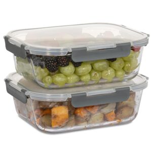 food boutique - 10 cups large glass food storage container with lid set
