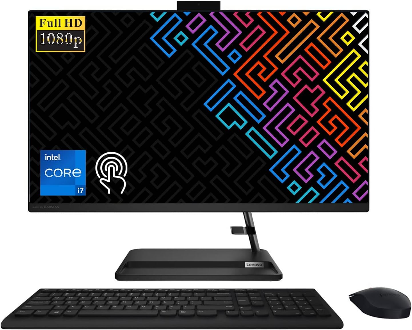 Lenovo IdeaCentre 3i 27" FHD Touchscreen All-in-One Desktop Computer - 13th Gen Intel 10-Core i7-13620H up to 4.9GHz CPU, 64GB RAM, 2TB NVMe SSD, Intel UHD Graphics, Audio by Harman, Windows 11 Pro