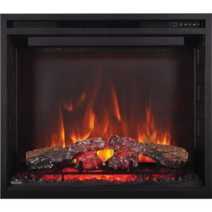 napoleon element 42 self-trimming electric fireplace - built-in design - multi-color night light accent and glowing log set with ember bed - high-intensity led lights- nefb42h-bs