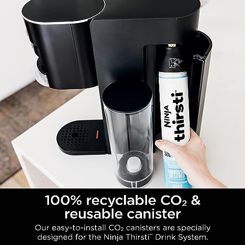 Ninja Thirsti Drink System, Soda Maker, Create Unique Sparkling & Still Drinks, Personalize Size & Flavor, Carbonated Water Machine, 60L CO2 Cylinder & Variety of Flavored Water Drops, Black WC1001