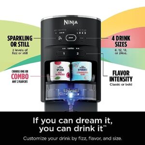 Ninja Thirsti Drink System, Soda Maker, Create Unique Sparkling & Still Drinks, Personalize Size & Flavor, Carbonated Water Machine, 60L CO2 Cylinder & Variety of Flavored Water Drops, Black WC1001