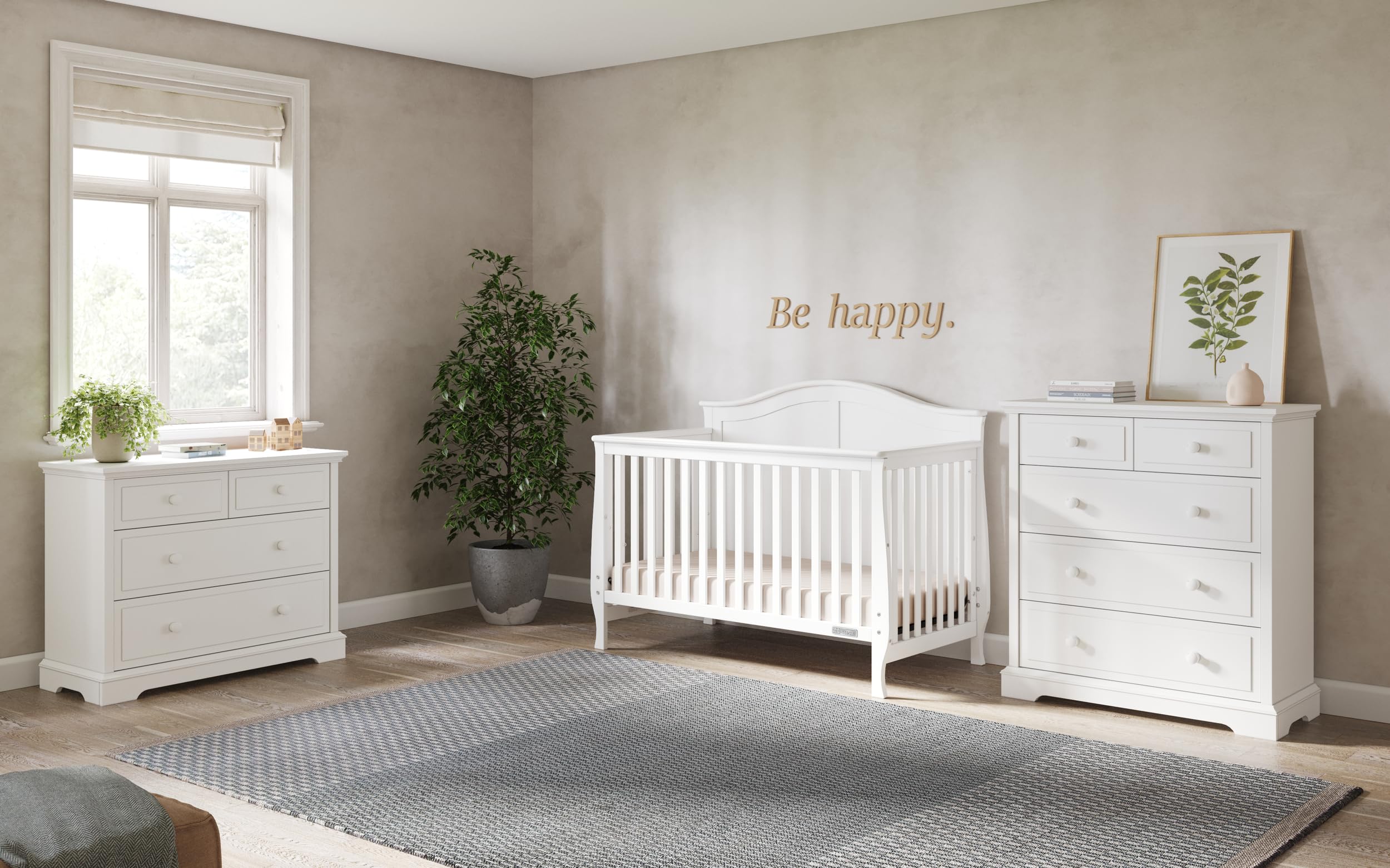 Child Craft Camden Crib, Dresser and Chest Nursery Set, 3-Piece, Includes 4-in-1 Convertible Crib, Dresser and Chest, Grows with Your Baby (Matte White)