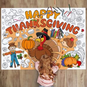 fall thanksgiving coloring poster 43.3x31.5 inches giant drawing paper crafts for kids table decorations, color your own autumn crafts mats for thankful activity happy thanksgiving pumpkin turkey