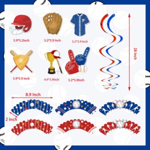 Baseball Birthday Party Supplies 207 Pcs Baseball Party Decorations for Girls Baby - Banner, Plates, Cups, Napkins, Utensils, Cake, Cupcake Toppers, Cupcakes Wrappers, Balloons, Tablecloth Serves 16