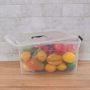 Yesdate 17.5 L Plastic Storage Bin with Lids, Clear Latching Box, 4 Packs