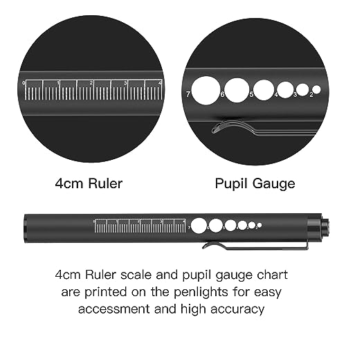 SEVENKA 2 Rechargeable Pen Lights with Pupil Gauge & Ruler, LED Penlights for Nurses Doctors, USB-C Rechargeable, Warm/White Light, Pocket Clip, Penlight Flashlights for Nursing Student