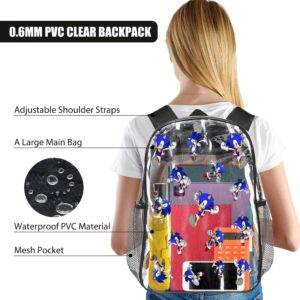 Jpsxnwv Clear Backpack for Girls Boys, Cartoon Heavy Duty Large Bookbag for School, Transparent See Through Bag for Kids Women for College Work Travel