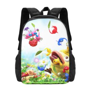 racek fashion game pik-min backpack cartoon lightweight travel computer bag casual daypack cute daybag with adjustable straps for unisex