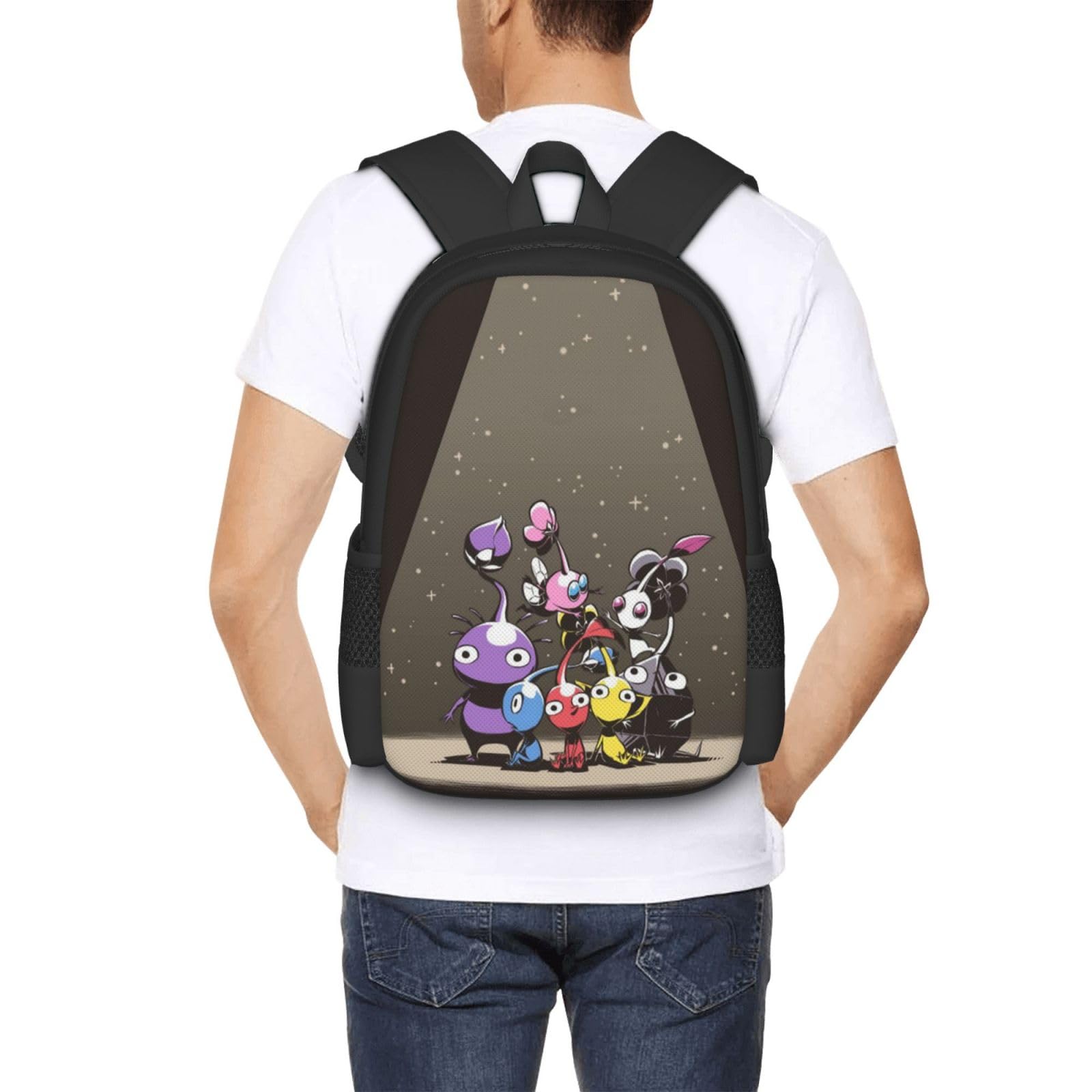 RACEK Lightweight Laptop Backpack Pik-min Rucksack 3D Printed Anime Travel Casual Adjustable Straps Daypack For Men Women