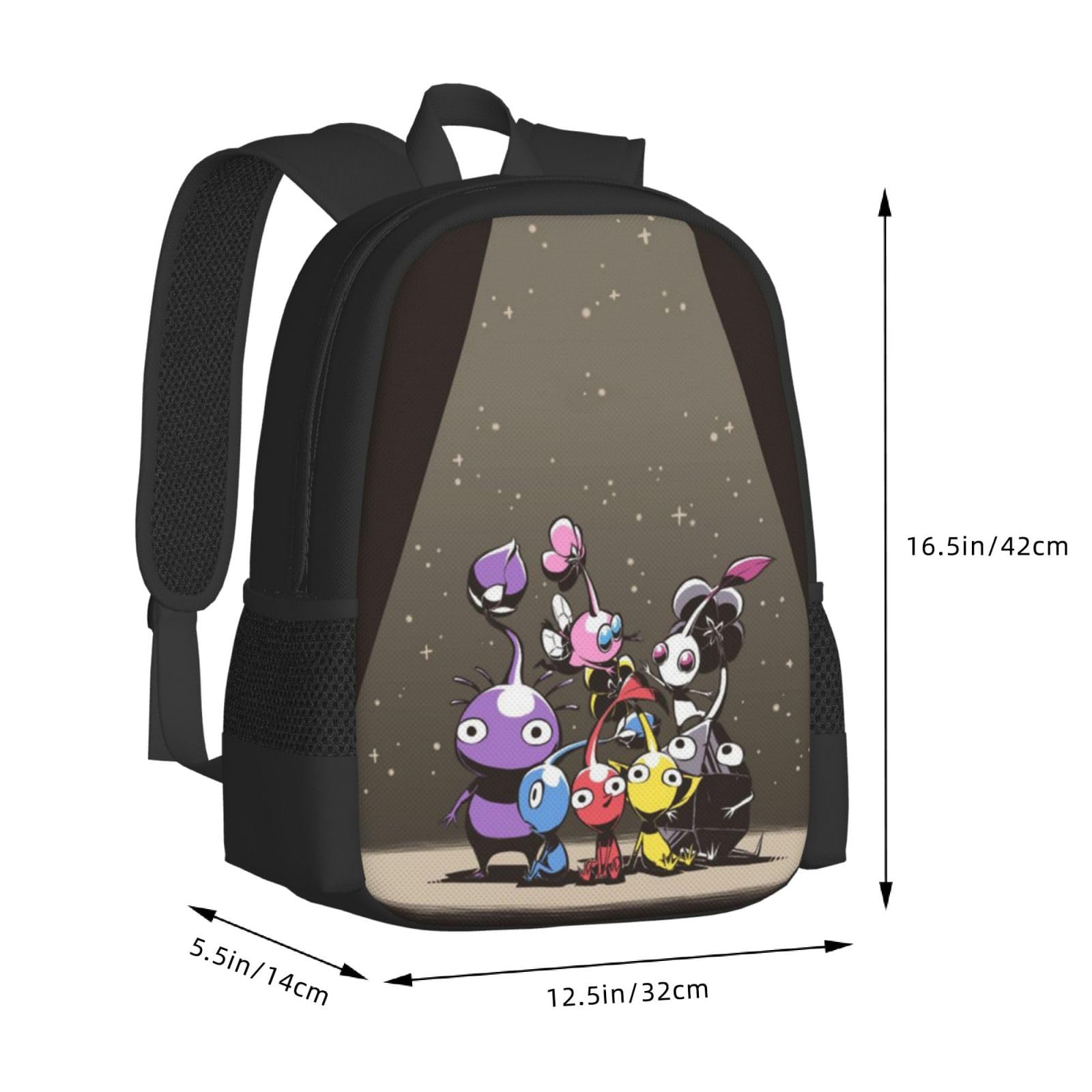 RACEK Lightweight Laptop Backpack Pik-min Rucksack 3D Printed Anime Travel Casual Adjustable Straps Daypack For Men Women