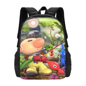 RACEK Fashion Game Pik-min Backpack Cartoon Lightweight Travel Computer Bag Casual Daypack Cute Daybag With Adjustable Straps For Unisex