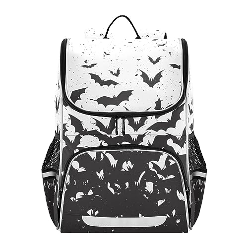 Sletend Backpack Bats Halloween School Backpack Travel Hiking Large Capacity Causal Daypack Bookbag Laptop Schoolbag with Reflective Tape for Boys Girls Adults