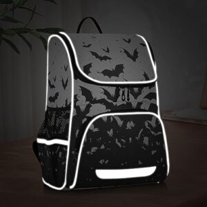 Sletend Backpack Bats Halloween School Backpack Travel Hiking Large Capacity Causal Daypack Bookbag Laptop Schoolbag with Reflective Tape for Boys Girls Adults