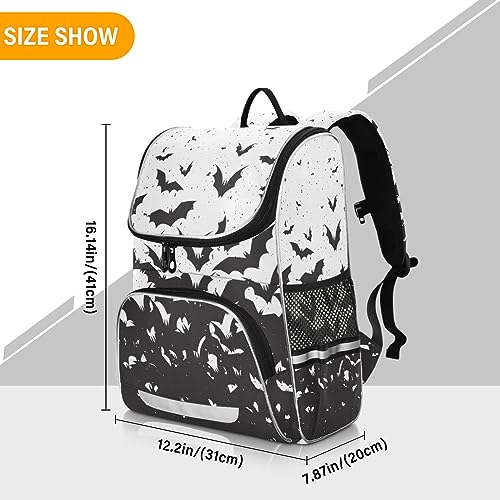 Sletend Backpack Bats Halloween School Backpack Travel Hiking Large Capacity Causal Daypack Bookbag Laptop Schoolbag with Reflective Tape for Boys Girls Adults