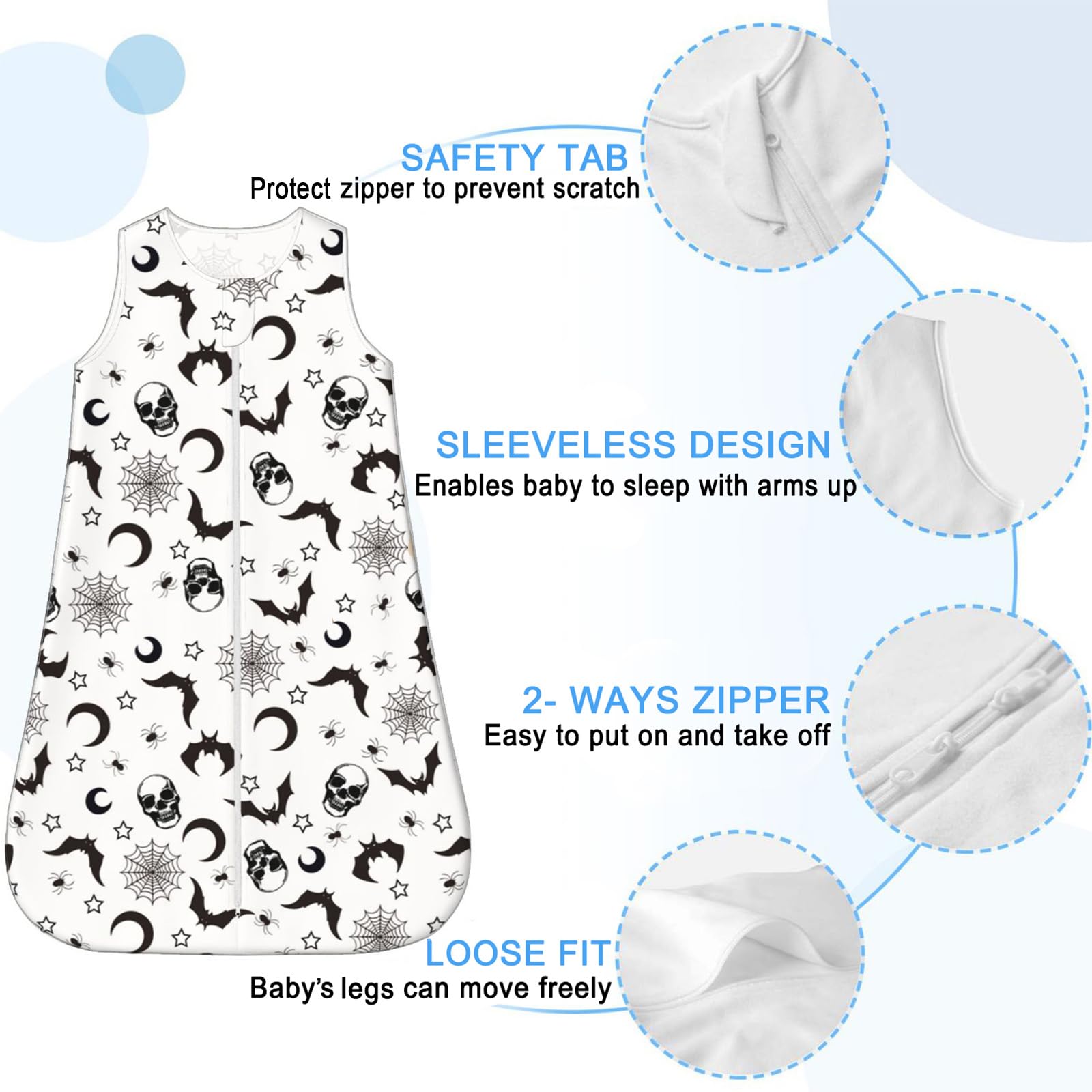 Baby Wearable Blanket Sleeping Bag, Sack, Unisex Baby Stuff, Goth, 0-6M