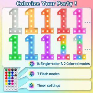 imprsv 3FT Colorful Marquee Light Up Numbers,18 Colors Number 3 With Remote, Light Up Numbers Sign for 13th 30th Birthday Anniversary Party Decor, Pre-Cut Foam Board Ki, Mosaic Numbers for Balloont