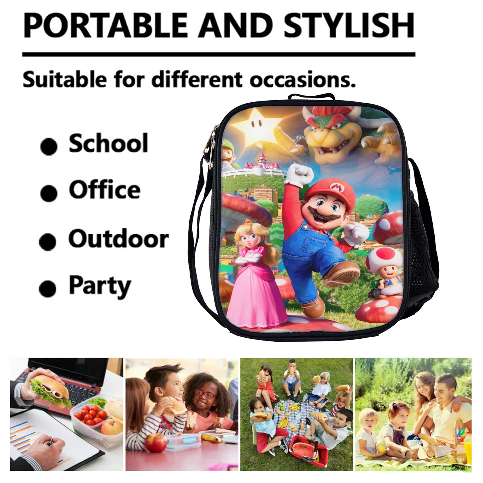 Kids 3pcs Backpack Set with Lunch Box and Pencil Bag Boy Girls Cartoon School Bag Travel Backpack Back to School Supplies