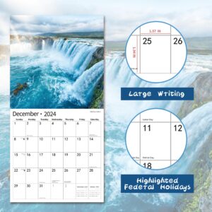 2024 2025 Wall Calendar, 18 Month July 2024 - December 2025, Monthly Calendar Waterfall, 12" x 24" Opened,Full Page Months Thick & Sturdy Paper for Gift Calendar Organizing & Planning