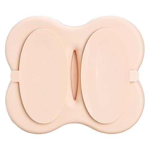 Dommy Butterfly Silicone Toddler Plates with Suction, Divided Design Suction Plates for Toddlers Babies, Food Grade Soft Safe BPA-Free Silicone, Dishwasher Microwave Safe, 6M+, Peach Dust