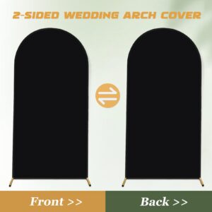 Spandex Fitted Arch Backdrop Cover Chiara Arch Cover Backdrop Fabric,2-Sided Wedding Arch Cover for Wedding Ceremony Birthday Party Baby Shower Banquet Decoration(Black, 4 x 7.2 ft)