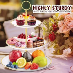 PinCute Cupcake Stand Holder - 3 Tier Cup Cake Dessert Tower, Plastic Tiered Serving Tray&Metal Rod for Birthday Party, Baby Shower and More (White)