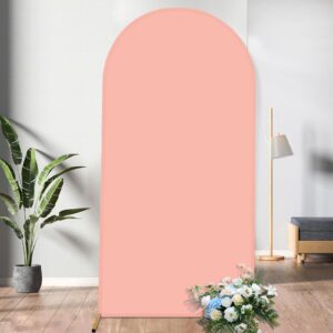 spandex fitted arch backdrop cover chiara arch cover backdrop fabric,2-sided wedding arch cover for wedding ceremony birthday party baby shower banquet decoration(dusty rose, 3.3 x 6.6 ft)